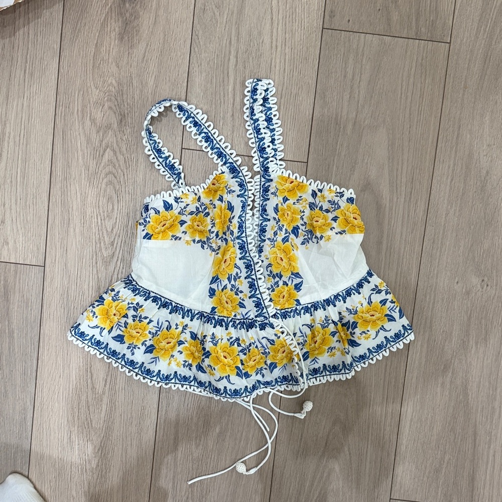 FARM Rio Yellow and Blue Floral Top